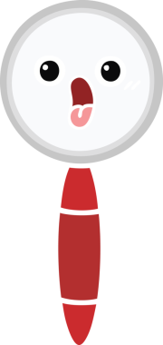 Bir insanın çizdiği büyüteçin düz renkli retro karikatürü