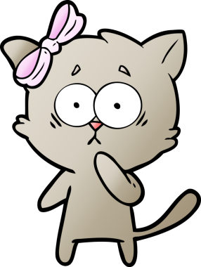 Bir insan tarafından çizilmiş çizgi film kedisi.