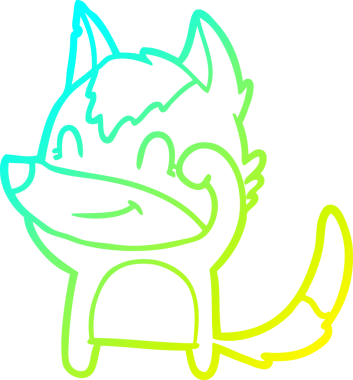 Bir insan tarafından çizilmiş dost canlısı bir kurt çizgi çizimi.