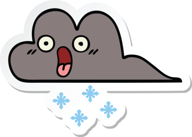 Bir insan tarafından çizilmiş şirin bir fırtına bulutunun çıkartması.