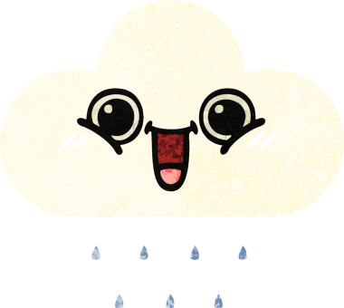 Bir insan tarafından çizilmiş yağmur bulutunun retro çizim tarzı karikatürü