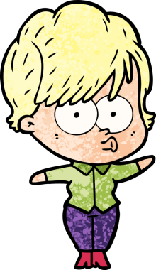 Bir insan tarafından çizilmiş karikatür kadın.