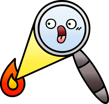 Bir insan tarafından çizilmiş bir büyüteçin gölgelenmiş karikatürü