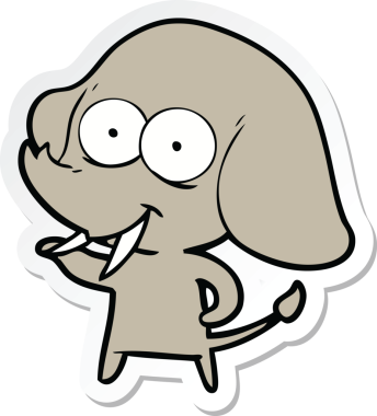 Bir insan tarafından çizilmiş mutlu bir filin çıkartması.