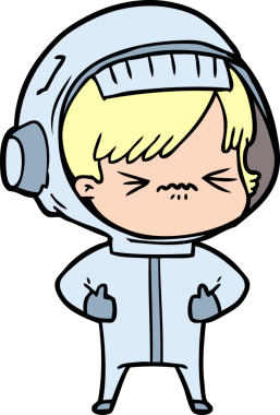 Bir insan tarafından çizilmiş astronot kadın.