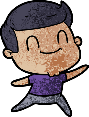 Bir insan tarafından çizilmiş çizgi film dostu bir adam.