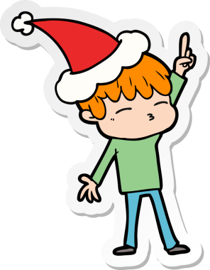 Bir insan tarafından çizilmiş Noel Baba şapkası giyen meraklı bir çocuğun el yazısı.