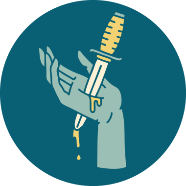 Bir insanın eline çizdiği hançerin ikonik dövme şekli.