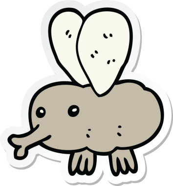 Bir insan tarafından çizilmiş bir sineğin çıkartması.