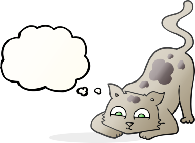 Bir insan tarafından çizilmiş serbest çizim baloncuk çizgi film kedisi.