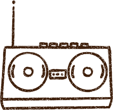 Retro Radyo Kömürü Bir insan tarafından çizilmiş