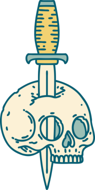 Bir insan tarafından çizilmiş bir kafatasının ikonik dövme şekli