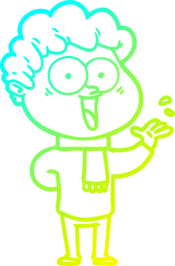 Bir insan tarafından çizilmiş mutlu bir adamın soğuk çizgi çizimi.