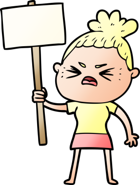 Bir insan tarafından çizilmiş kızgın bir kadın.