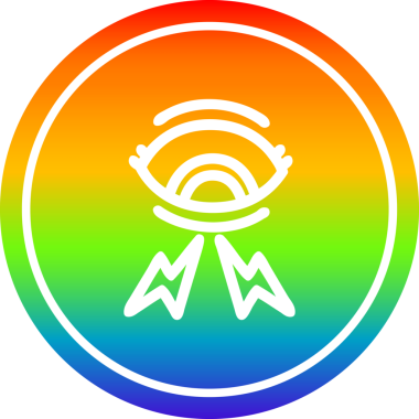 Gökkuşağı gradyan bir insan tarafından çizilmiş mistik göz dairesel simgesi