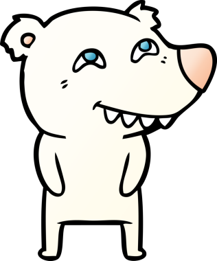 Karikatür kutup ayısı bir insan tarafından çizilmiş dişleri gösteriyor