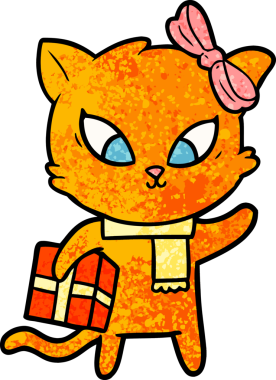 Bir insan tarafından çizilmiş çizgi film kedisi.