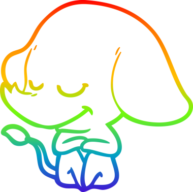 Bir insan tarafından çizilmiş gülümseyen bir filin çizgi çizimi.