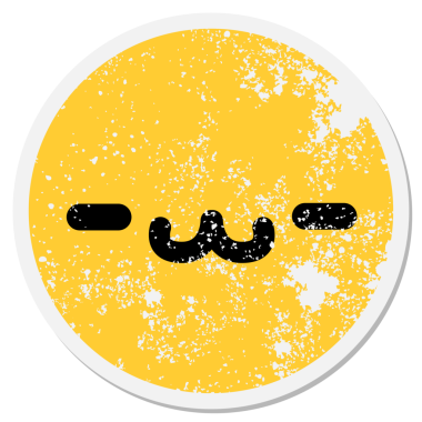 Bir insan tarafından çizilmiş basit bir hayvan yüzü dairesel etiketi.