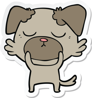 Bir insan tarafından çizilmiş şirin bir köpeğin çıkartması.