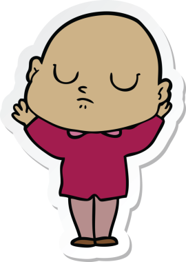 Bir insan tarafından çizilmiş kel bir adamın çıkartması.