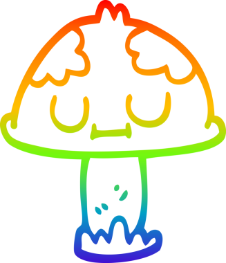 gökkuşağı gradyan çizgi çizimi bir insan tarafından çizilmiş şirin bir mantar