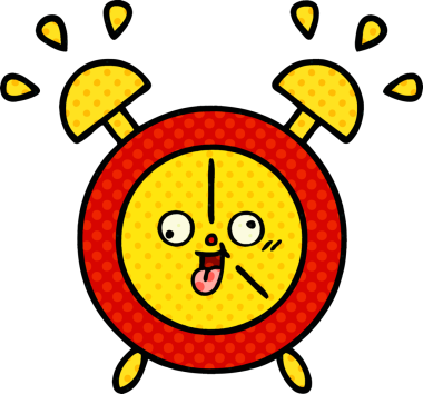 bir insan tarafından çizilmiş bir çalar saatin çizgi roman tarzı