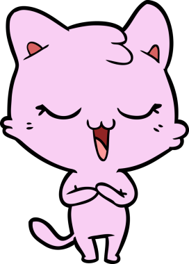 Bir insan tarafından çizilmiş mutlu çizgi film kedisi.