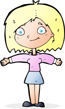 Bir insan tarafından çizilmiş mutlu bir kız.