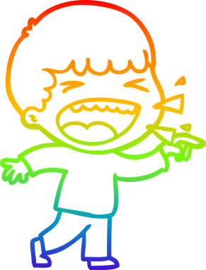 Gökkuşağının gradyan çizimi bir insan tarafından çizilmiş gülen bir adamın çizimi.