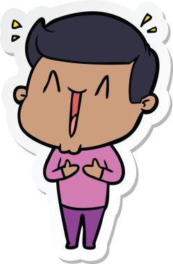 Bir insan tarafından çizilmiş mutlu bir adamın çıkartması.