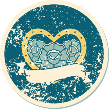 Bir insanın çizdiği çiçekli kalp ve pankartın sembolik dövmeli resmi.