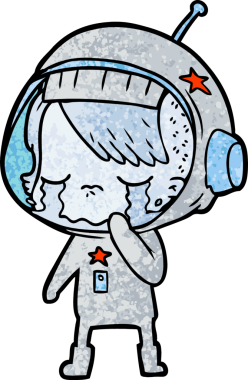 Bir insan tarafından çizilmiş ağlayan astronot kız.