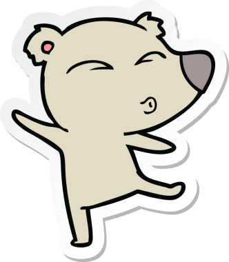 Bir insan tarafından çizilmiş ıslık çalan bir ayının çıkartması.