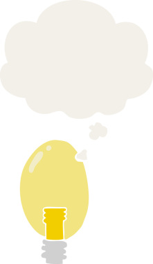 insan tarafından çizilmiş düşünce baloncuklu karikatür elektrik ışığı.