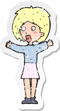 Bir insan tarafından çizilmiş endişeli bir karikatürün gerilimli çıkartması.