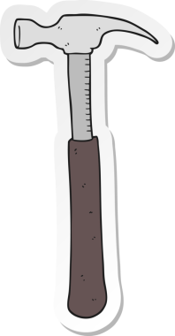 Bir insan tarafından çizilmiş bir karikatür çekicin çıkartması.