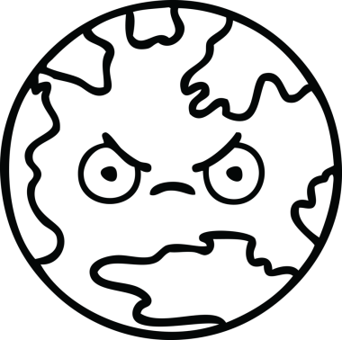 Bir insan tarafından çizilmiş bir gezegenin çizgi çizimi.