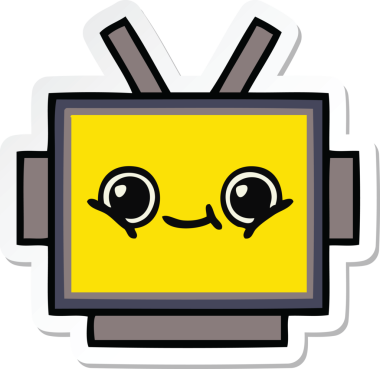 Bir insan tarafından çizilmiş şirin bir robot kafasının çıkartması.