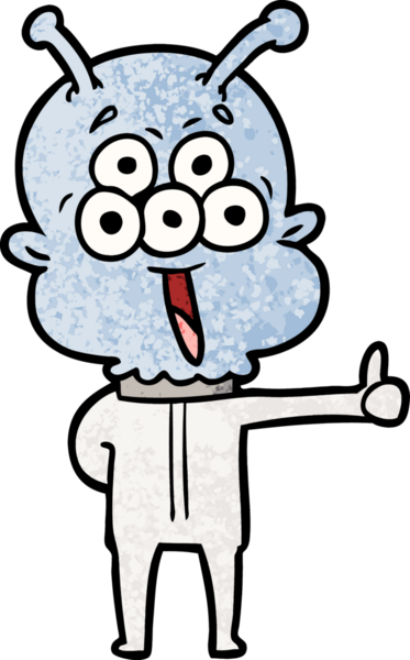 Bir insan tarafından çizilmiş mutlu bir uzaylı çizgi filmi.