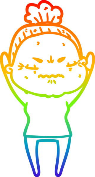 Gökkuşağı gradyan çizgi çizimi bir insan tarafından çizilmiş yaşlı bir kadın tarafından rahatsız edildi