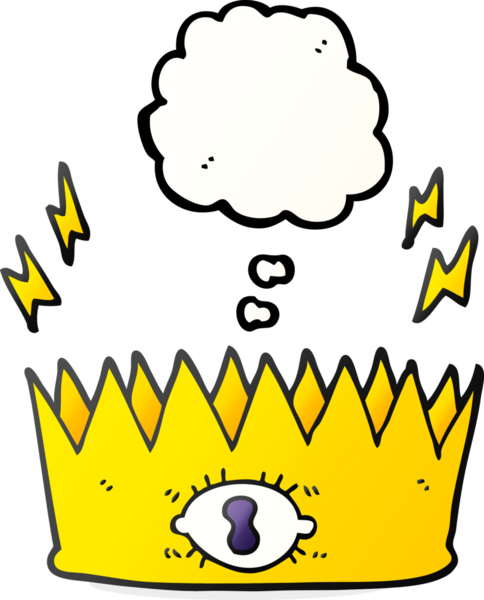 Serbest çizim düşünce balonu karikatür sihirli taç bir insan tarafından çizildi