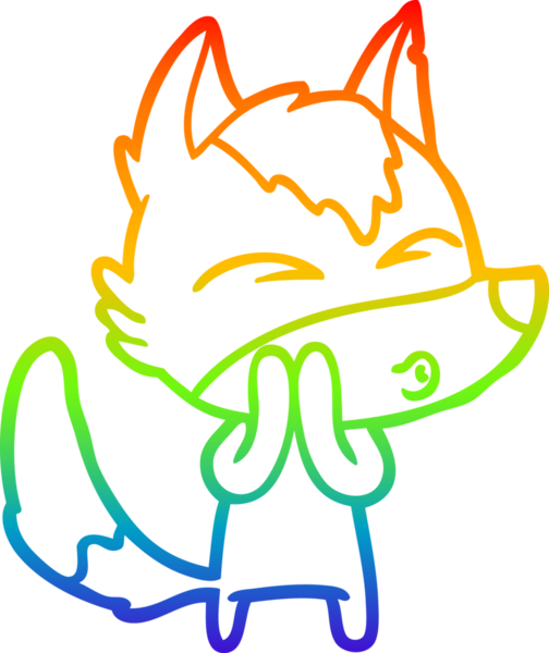 Gökkuşağı gradyan çizgi çizimi bir insan tarafından çizilmiş bir kurt çizgi filmi.