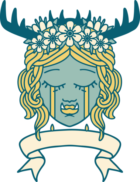 Retro Dövme Biçimi Ağlayan Ork Druid karakteri bir insan tarafından çizilmiş