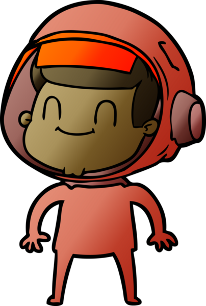 Bir insan tarafından çizilmiş mutlu astronot çizgi filmi.
