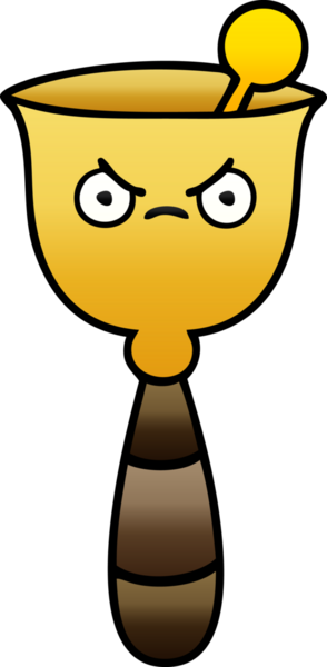 Bir insan tarafından çizilmiş okul çanının gölgeli karikatürü