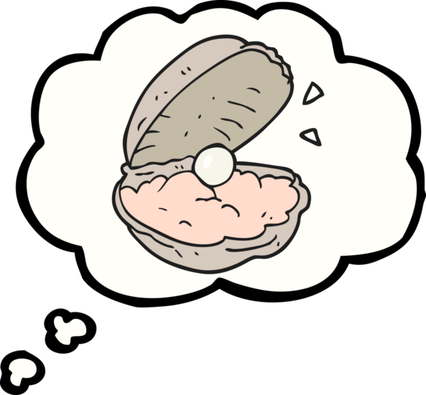 Bir insan tarafından çizilmiş incili serbest çizim baloncuk istiridyesi.