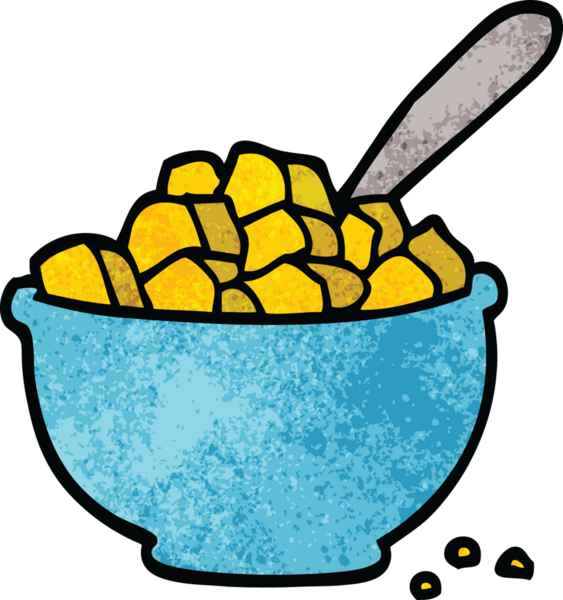 Bir insan tarafından çizilmiş mısır gevreği kasesi.