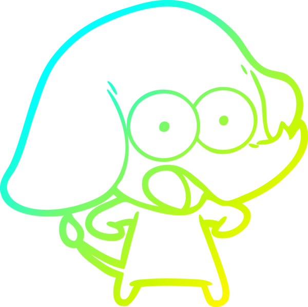 Bir insan tarafından çizilmiş şirin bir filin soğuk gradyan çizgisi