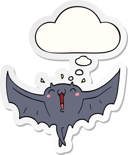 çizgi film mutlu vampir yarasa düşünce baloncuğu bir insan tarafından çizilmiş çıkartma